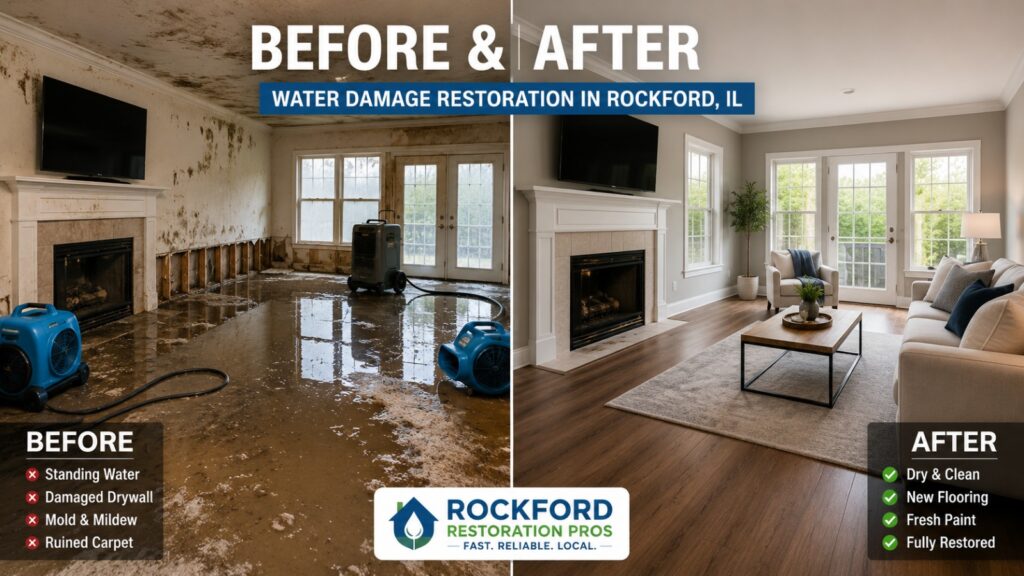 Water damage Restoration before and after